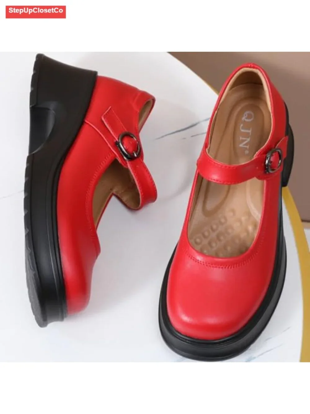 Women's Platform Chunky Heel Mary Jane Dress Shoes Work Pumps